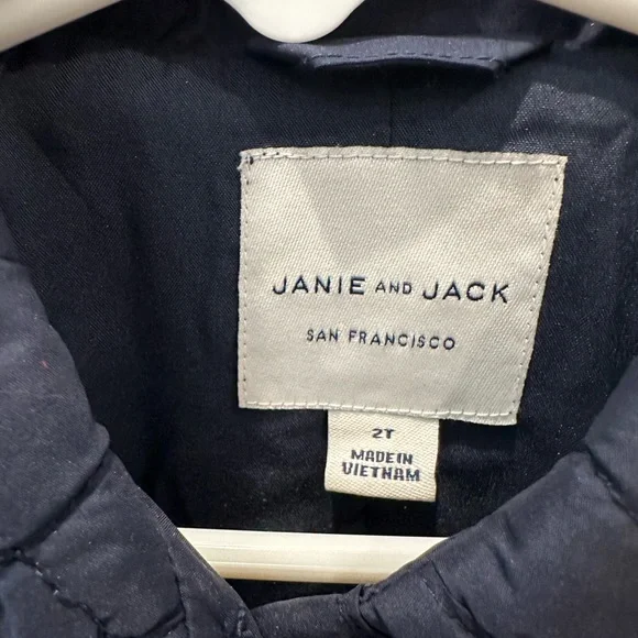 Janie and Jack Navy Quilted Kids Jacket with Ruffle Sleeves 2T VGUC